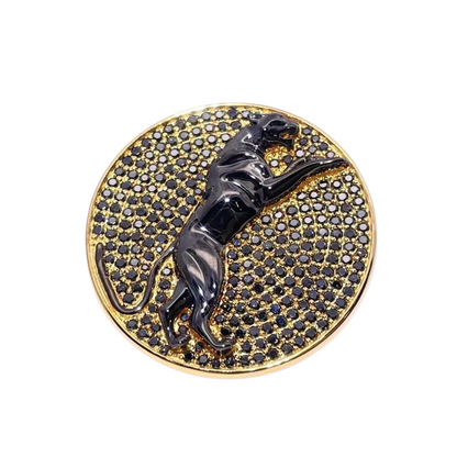 Gold Pin with Black Panther and Black Diamonds