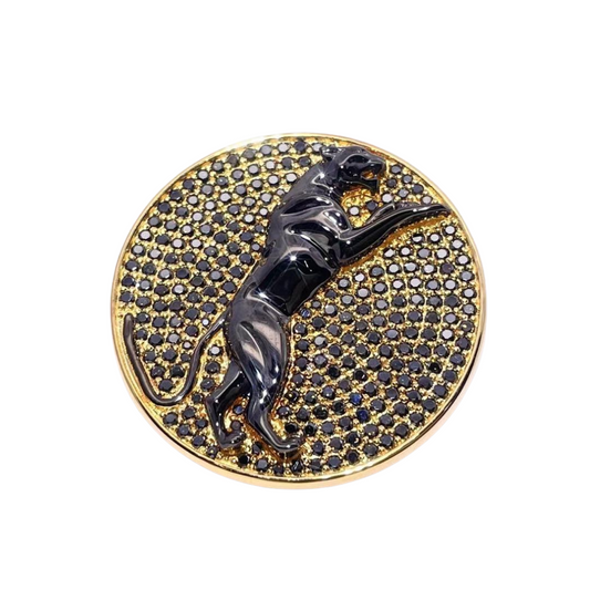 Gold Pin with Black Panther and Black Diamonds