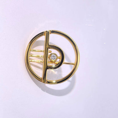 Evil Eye-Inspired Gold Pin with Diamonds