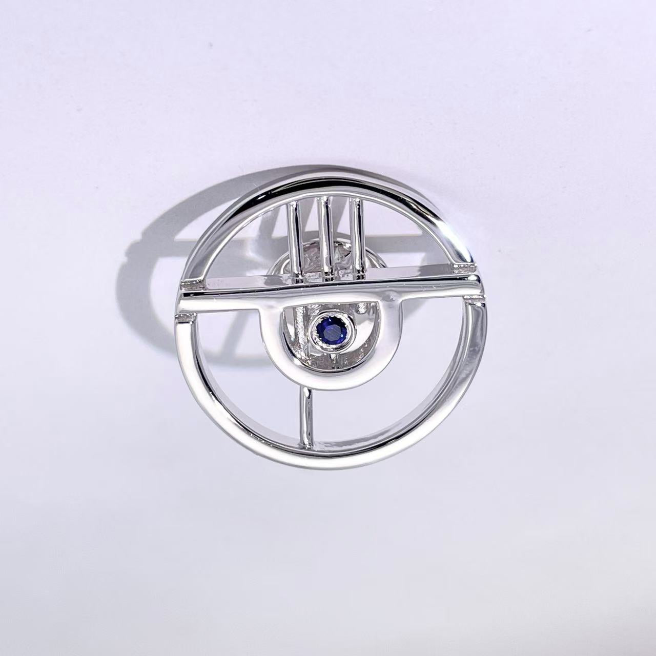 Evil Eye-Inspired Silver Pin With Gemstones