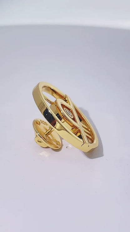 Evil Eye-Inspired Gold Pin with Diamonds